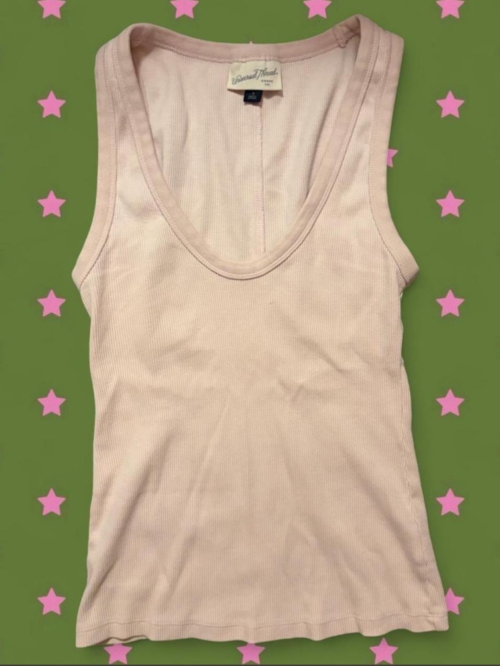 Universal Thread Light Pink Ribbed Scoop Neck Tank